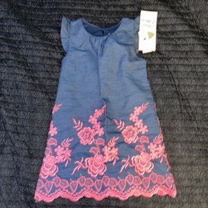 Floral Denim Lace Toddlers Dress Gown
